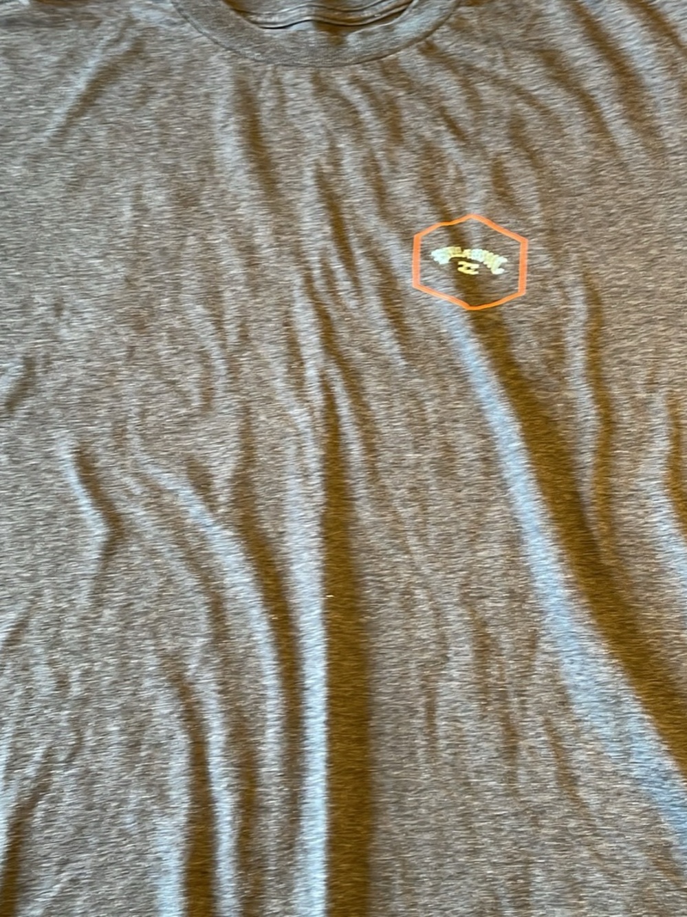 Billabong Heather Gray Short Sleeve Tee with Small Neon Accent
